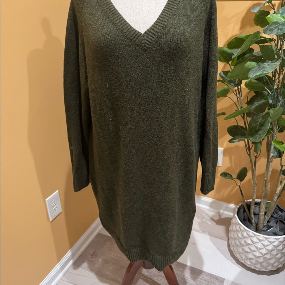 Old Navy V-Neck Green Sweater dress for Cozy Comfort